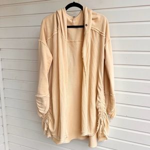 Free People cream hoodie cardigan